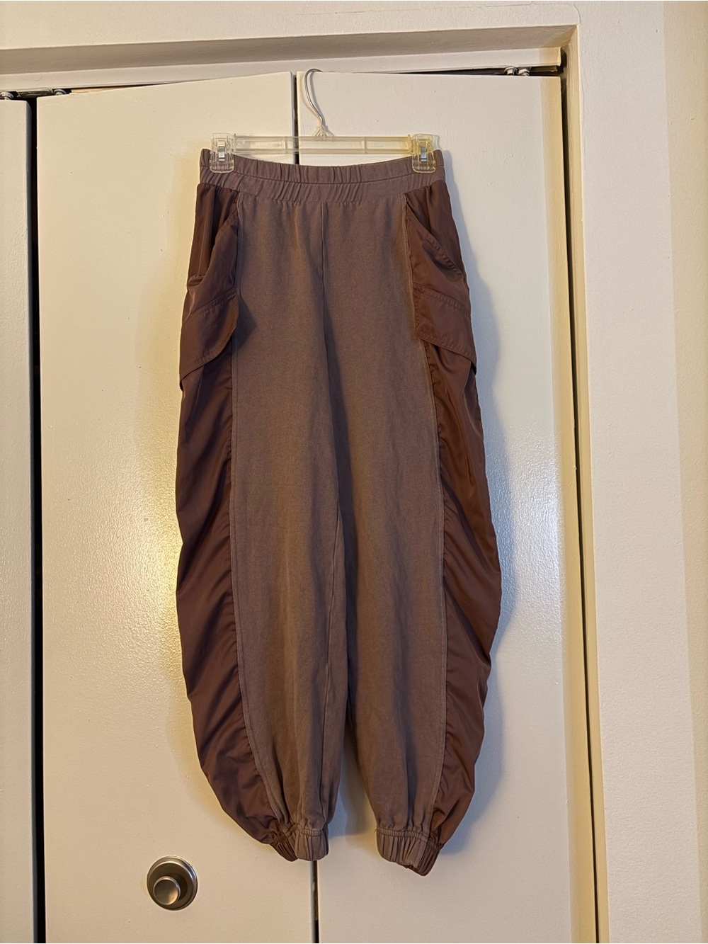 Zara Brown Cargo-Style Ruched Joggers